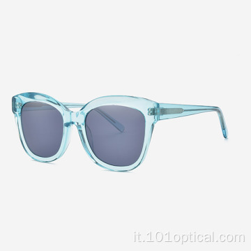 Occhiali da sole da donna in acetato con taglio smussato Cat Eye